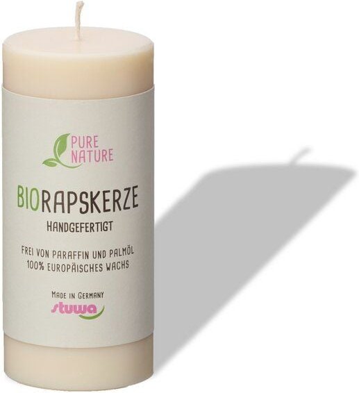 Stuwa Vegane Kerze aus Rapswachs 110 mm Ø 50 mm - 5 versch. Farben
