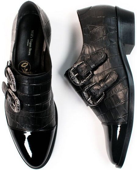 Will's Vegan Shop Mock Croc Monk Straps Mock Croc Vegan Leather Damen