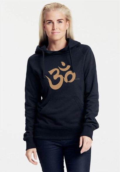 Peaces.bio - handbedruckte Biomode Bio-Damen-Kapuzensweater "Om"