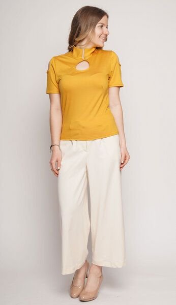 Peaces.bio - handbedruckte Biomode Elegante Stehkragenbluse