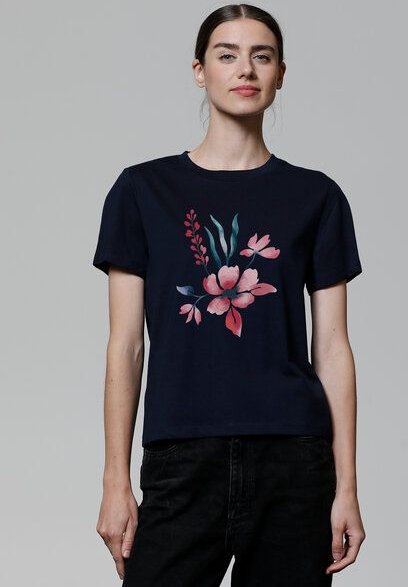 watapparel T-Shirt Frauen Blume in Wasserfarbe 01