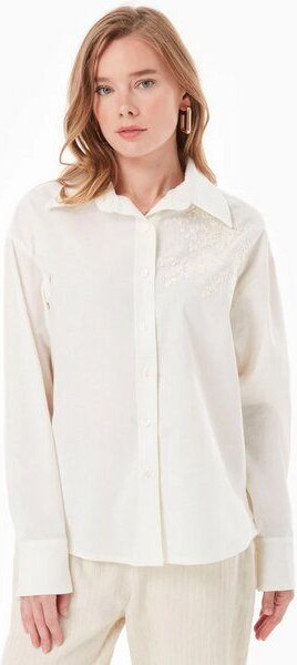 ORGANICATION Bluse aus Bio-Baumwolle und Leinen mit Bestickung