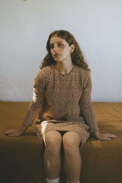 TIRALAHILACHA Sol evasé cut dress in terracotta