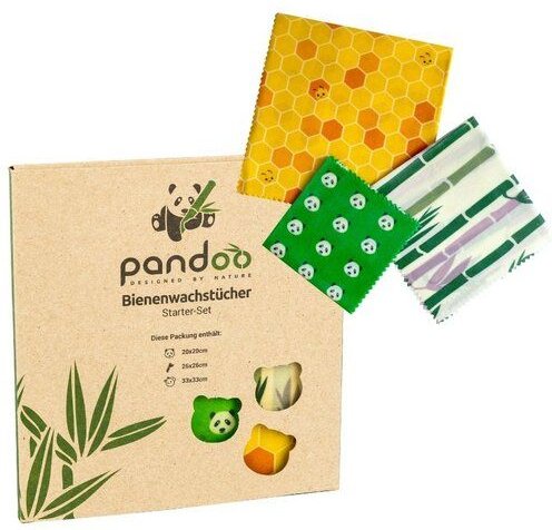 pandoo Bienenwachstücher Starter Set - 3 verschiedene Größen