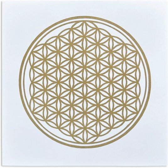 Veskor Cassiopeia BLUME DES LEBENS II | Goldener Heilige Geometrie Linoldruck | 20 × 20 cm