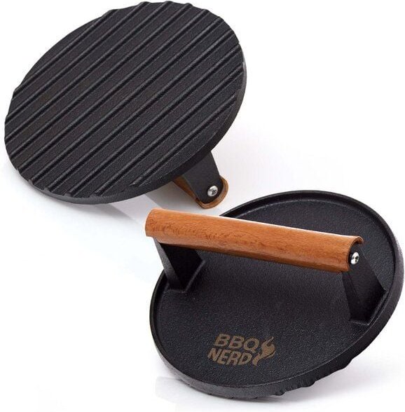 BBQ Nerd Fleischpresse aus Gusseisen mit Holzgriff