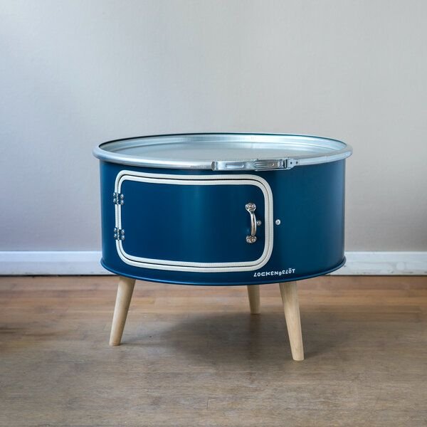 Lockengelöt Betty mit Tür - Couchtisch aus einem Hamburger Ölfass