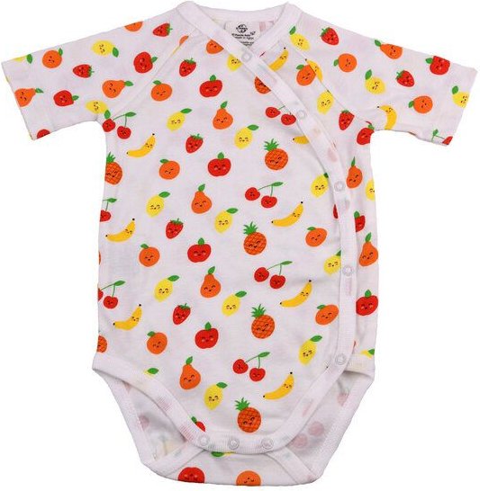 El Puente Babybody "Funny Fruits", 100% Baumwolle aus kbA, naturweiß/bunt