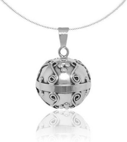pakilia Silber Kette Klang Kugel Fair-Trade und handmade