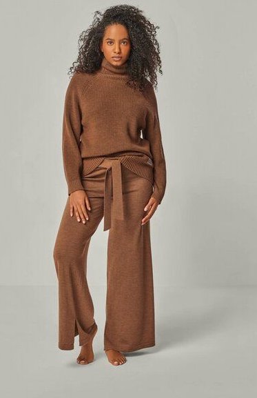 YOU LOOK PERFECT Merino Loungewear Set „Strickpullover Eve & Strickhose Bailey"