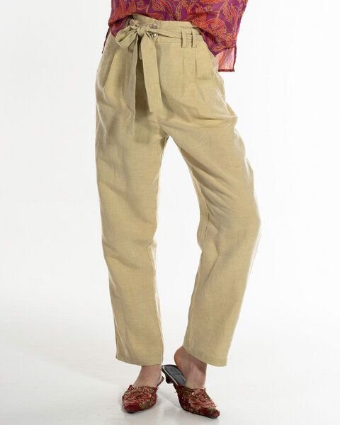 Alma & Lovis Knöchellange Paperbag-Hose aus Tencel und Leinen | Lin-Ten Paperbag
