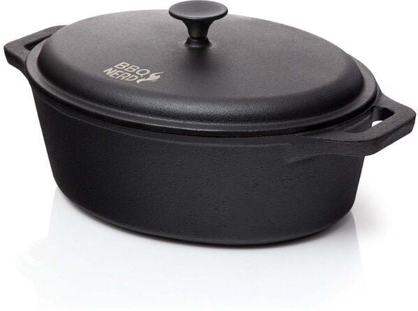 BBQ Nerd Bräter mit Deckel aus Gusseisen (rund / oval)
