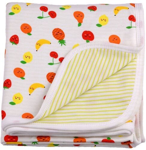 El Puente Babydecke "Funny Fruits", 100% Baumwolle aus kbA, naturweiß/bunt, 80 x 90 cm