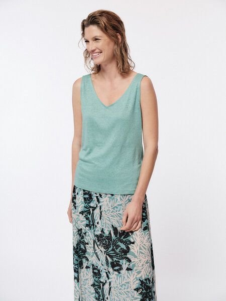 LANIUS Tanktop mit V-Ausschnitt aus Bio-Leinen