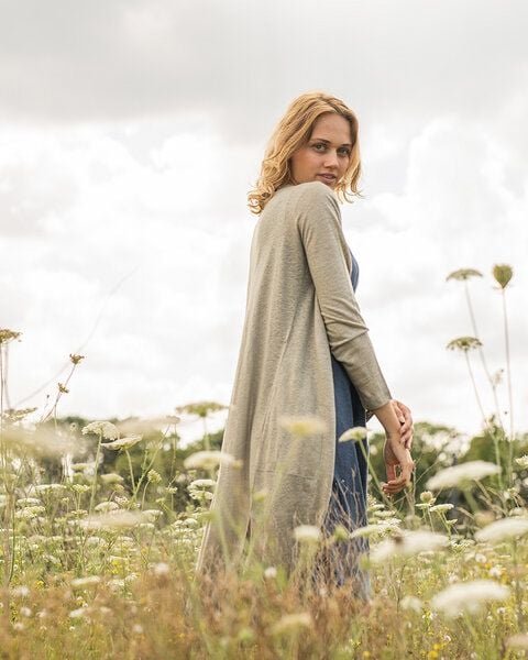 Alma & Lovis Leinen-Strickmantel mit Bindegürtel | Linen Coat