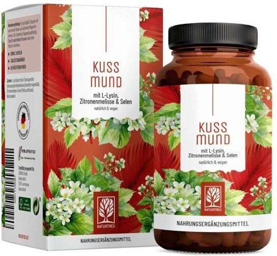 L-Lysin Zitronenmelisse Selen 90 vegane Kapseln Kussmund Naturtreu®