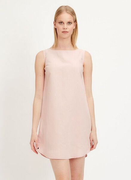 ORGANICATION Kleid aus Leinen-Mix mit U-Boot-Ausschnitt