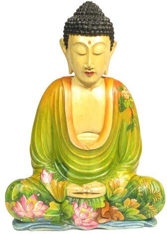 Just Be Holzbuddha handbemalt mit Naturmotiven