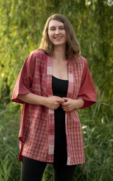 URBAN MEDLEY Pink Gamcha Kimono