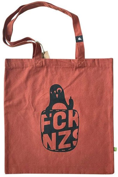 päfjes Feste Baumwolltasche aus biologischem Anbau / Fair - Stinkefinger Pinguin Paule - FckNzs