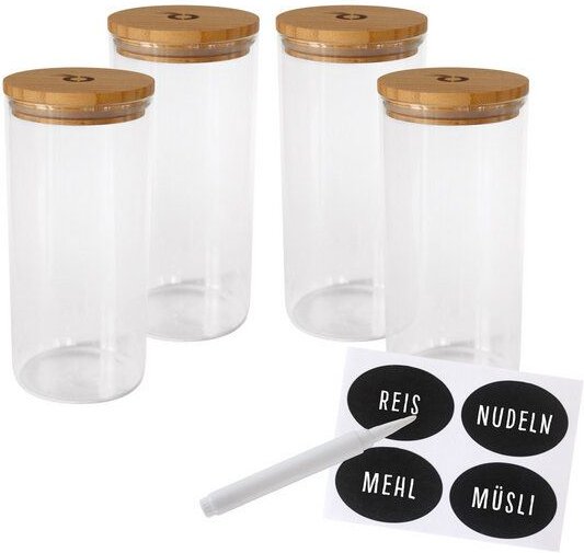 pandoo Vorratsgläser-Sets aus Borosilikatglas mit GRATIS Kreidestift und Etiketten
