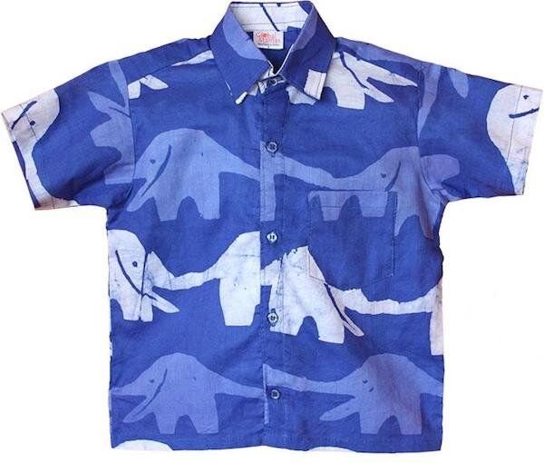 Global Mamas Bio Hemden für Jungs - Button Down Shirt - Elephants & Turtles