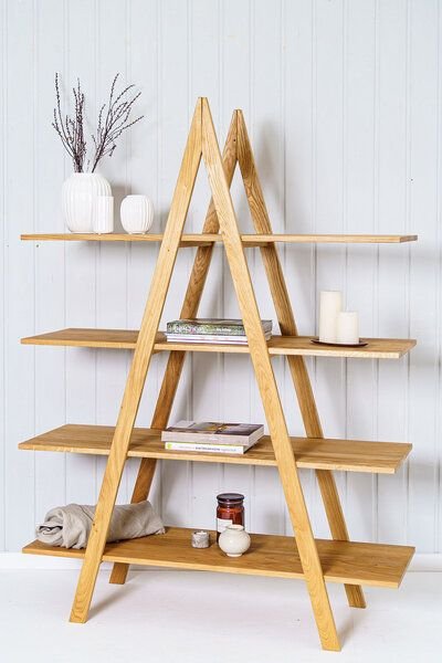 kleiderleiter_de Leiterregal, Holzregal PAUL aus massiver Eiche von kleiderleiter.de