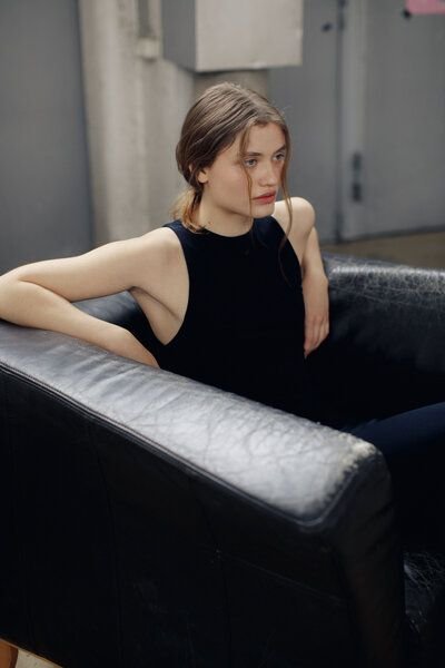 IVA RYCH Maxikleid mit Drapierung aus Wolle I Deadstock