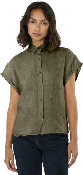 KnowledgeCotton Apparel Aster Fold Up Short Sleeve Linen Shirt