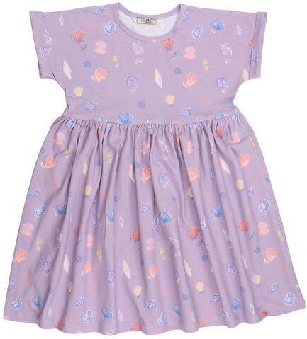 Cotokids Kinder Kleid GOTS-zertifiziert aus Bio-Baumwolle lila mit Muschel-Motiv – Walkiddy