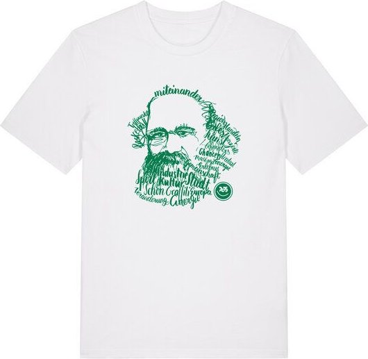 Spangeltangel T-Shirt, Karl-Marx-Motiv bedruckt, Handlettering, Chemnitz, nachhaltig, Stadt, Herren, Damen, Unisex, Biob...