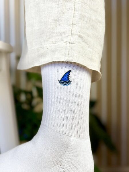 Purewater Hai-Flosse | Bio Baumwoll Socken | Bestickt