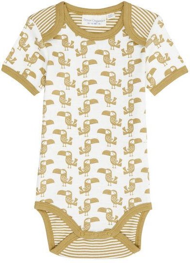 sense-organics Babybody Kurzarm *Tukan blau*/*Tukan olive* Gots & Fairtrade I Sense Organics