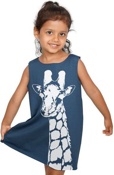 HANDGEDRUCKT "Stefanie la Girafe" Kinder Biokleidchen