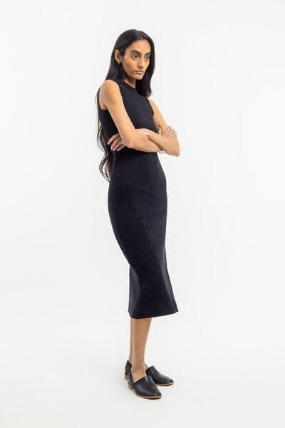 Rotholz Geripptes Kleid Bio Baumwolle