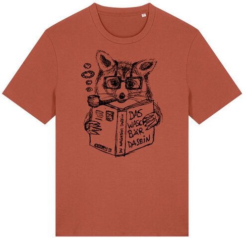 päfjes Willi Waschbär liest ein Buch - Fair Wear Männer/Unisex T-Shirt - Heritage Brown