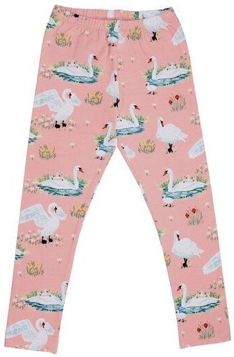 Kinder Leggings GOTS-zertifiziert aus Bio-Baumwolle rosé mit Schwanen-Motiv – Walkiddy