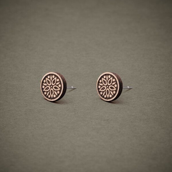 feinformart Ohrstecker / Ohrring aus Holz "Mandala1" 9mm