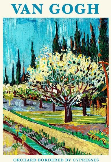 Photocircle Wandbild / Kunstdruck / Poster / Leinwand - Vincent van Gogh: Von Zypressen gesäumter Obstgarten