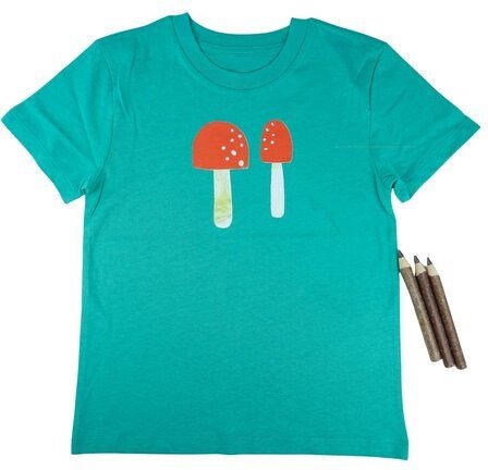 Meladi Kinder Shirt aus Biobaumwolle - Pilze auf Grün