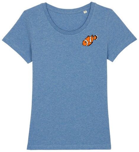 Spangeltangel T-Shirt bedruckt, "Clownfisch", nachhaltig, Biobaumwolle, Brustprint, Damen, Kurzarmshirt, Damenshirt, Fra...
