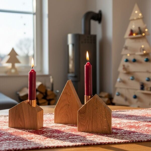 Baumkrone Deko-Holzhäuser aus Eiche mit Kerze oder Glasvase