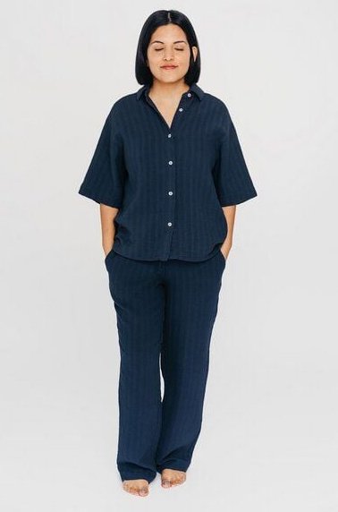 erlich textil Simply Cotton kurzarm Mousseline Nachthemd aus Bio-Baumwolle, made in Europe