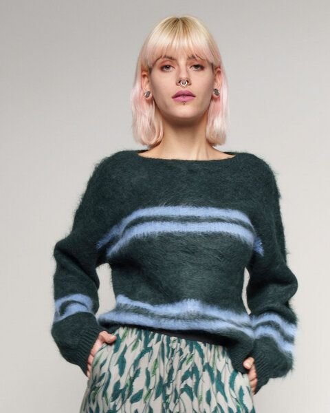 Alma & Lovis Flauschig gebrushter Pullover aus Alpakastrick | Brushed Stripe Pulli