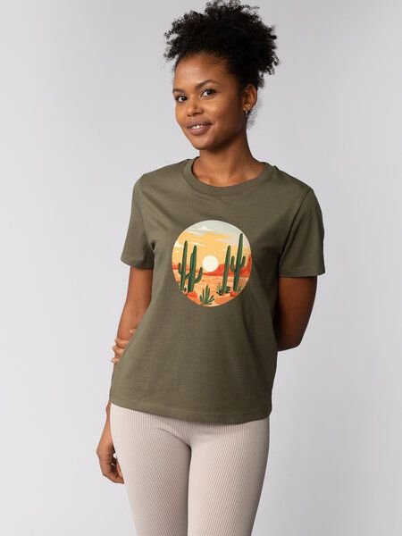 watapparel T-Shirt Frauen Sonnenuntergang in der Wüste