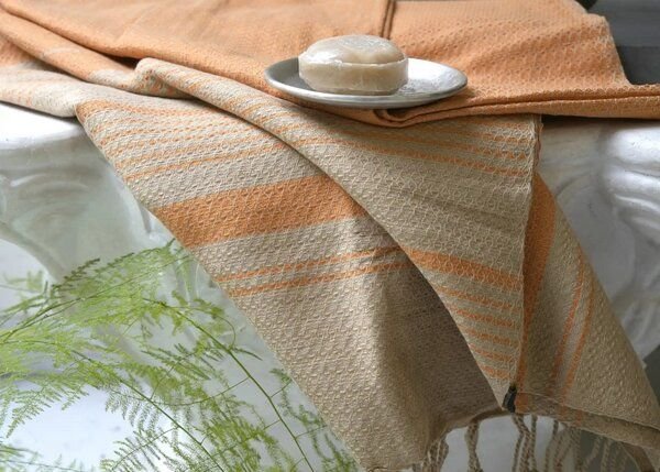 Karawan authentic Hamamtuch Fouta "sand" aus Biobaumwolle, 100 × 200 cm