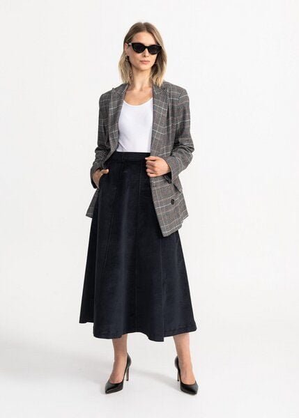 De IONESCU Langer Cordrock mit Kontrastnähten