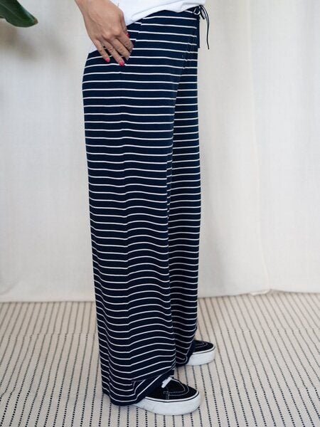 FUXBAU Gestreifte Frauen Hose - navy weiß