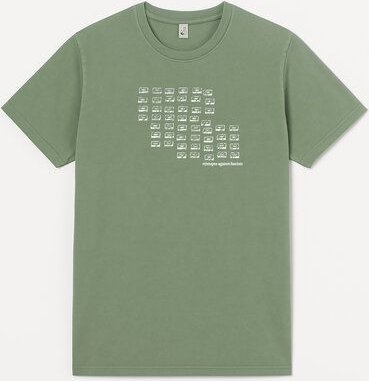 ilovemixtapes Unisex T-Shirt „Mixtapes Against Fascism“ – Bio-Baumwolle, Stone Washed Sage Green, Denim Blue & Black, Fa...