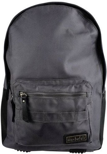 manbefair Klassischer City Rucksack Bergen aus recyceltem Nylon Gewebe und Rinds-Leder